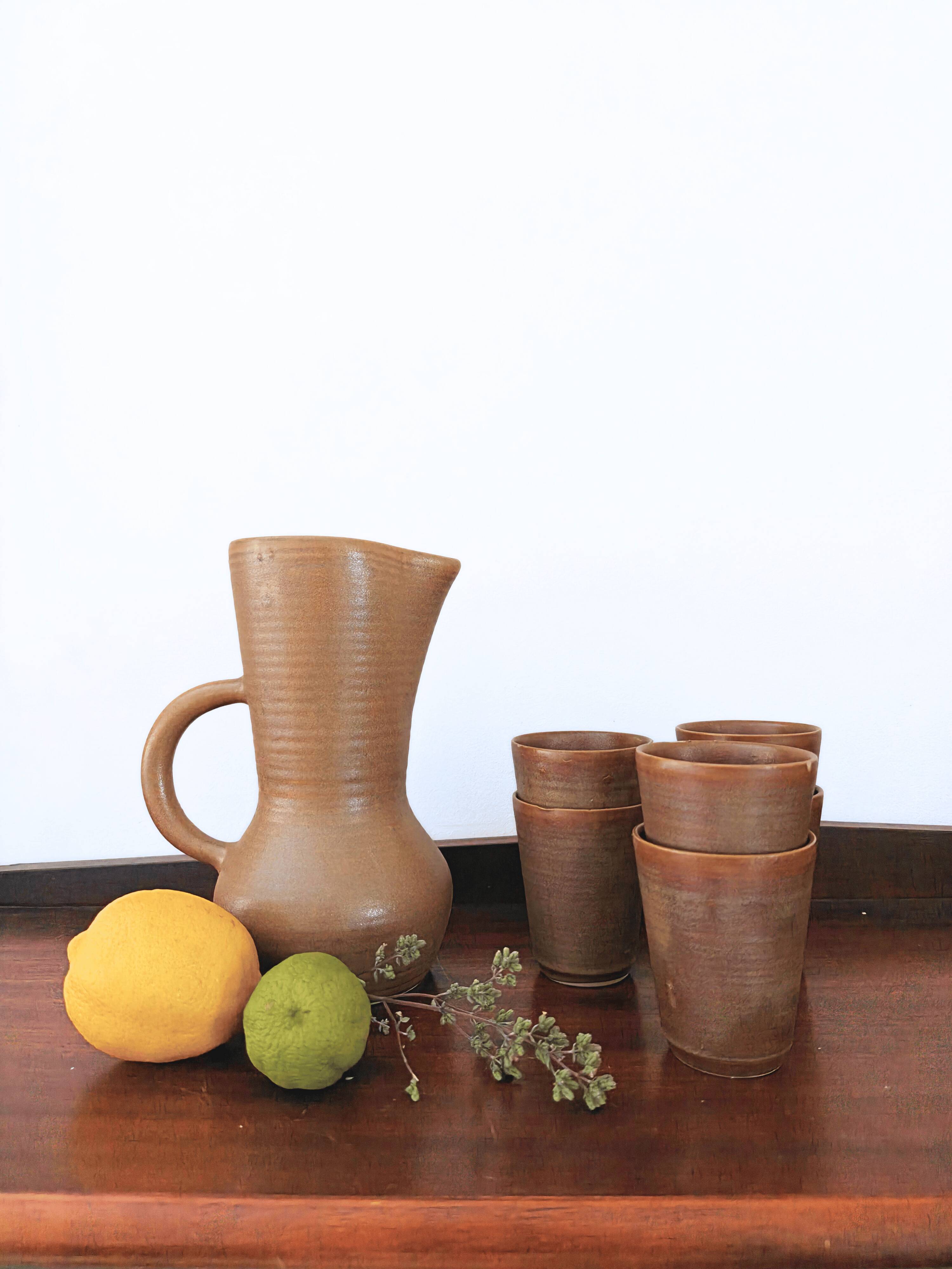 Vintage stoneware jug & cups
