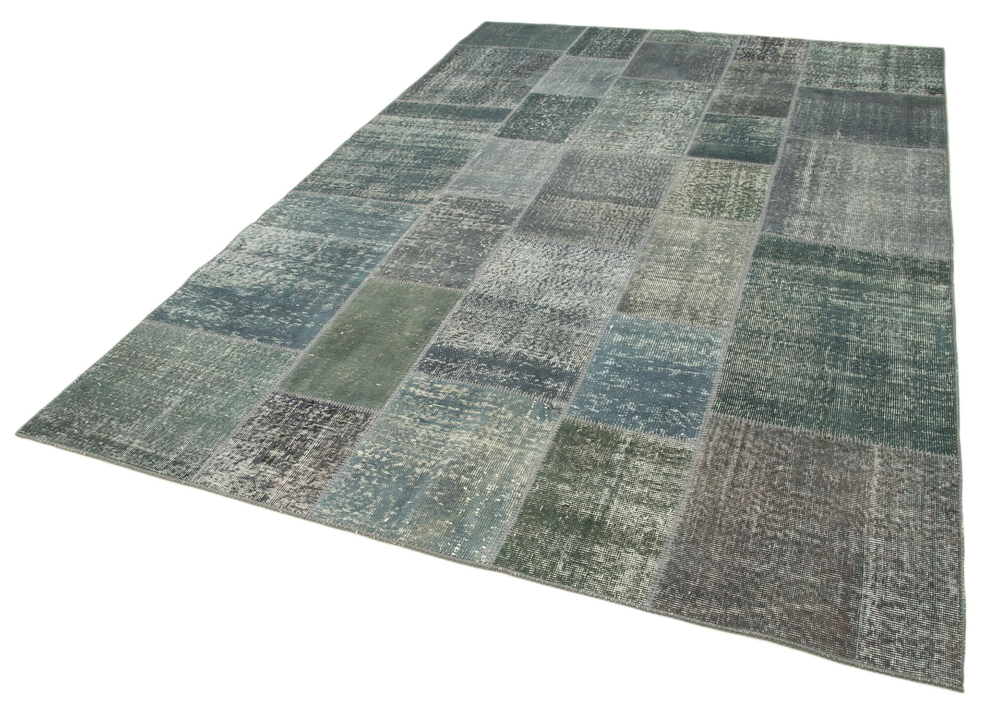 Handmade turkish overdyed 200 cm x 300 cm grey patchwork carpet