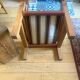 Safari armchair in wood and leather - 1950s style