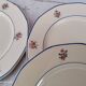 Set of 6 dessert plates in Badonviller earthenware decoration pink and blue border