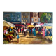 Scène de village pétrolier français des années 1960 – Grande place de marché provençale – Vin original