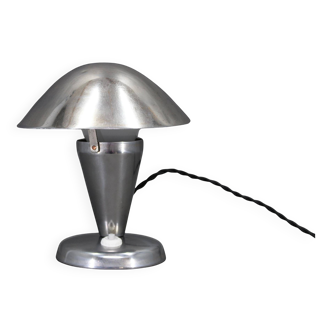 Bauhaus adjustable chrome mushroom table lamp, Czechoslovakia, 1930s