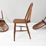4 chaises Victoriennes anglaises Windsor, début du XXe siècle