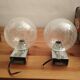 Pair of vintage globe wall lights with bubbled glass by INDA design Space Age