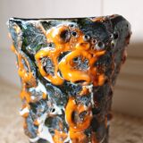 Fat lava vase - ocean rockery - handmade - vintage
