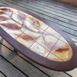 Wood ceramic and metal coffee table by Dan Vallauris 1960