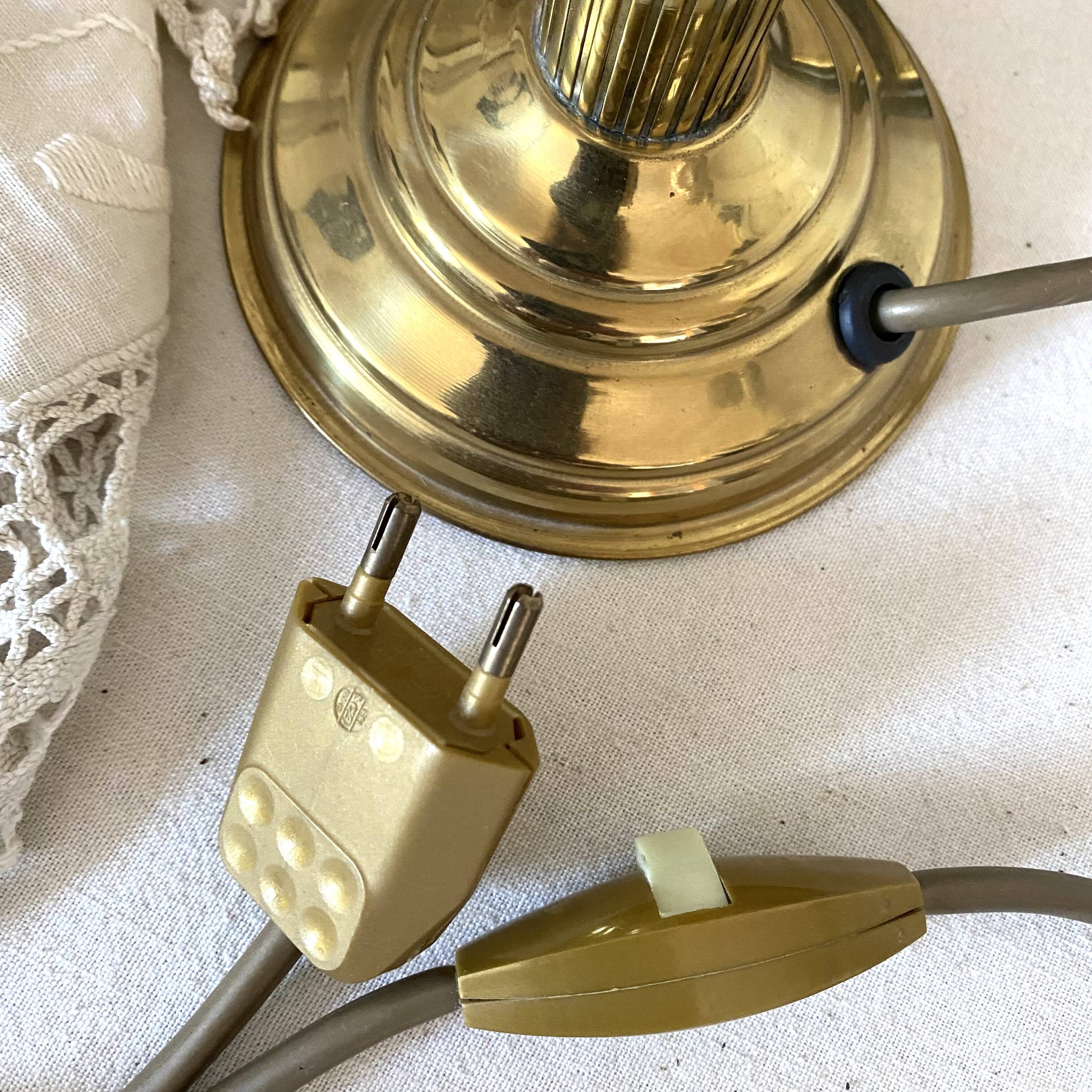 Lampe rétro pied colonne globe en verre