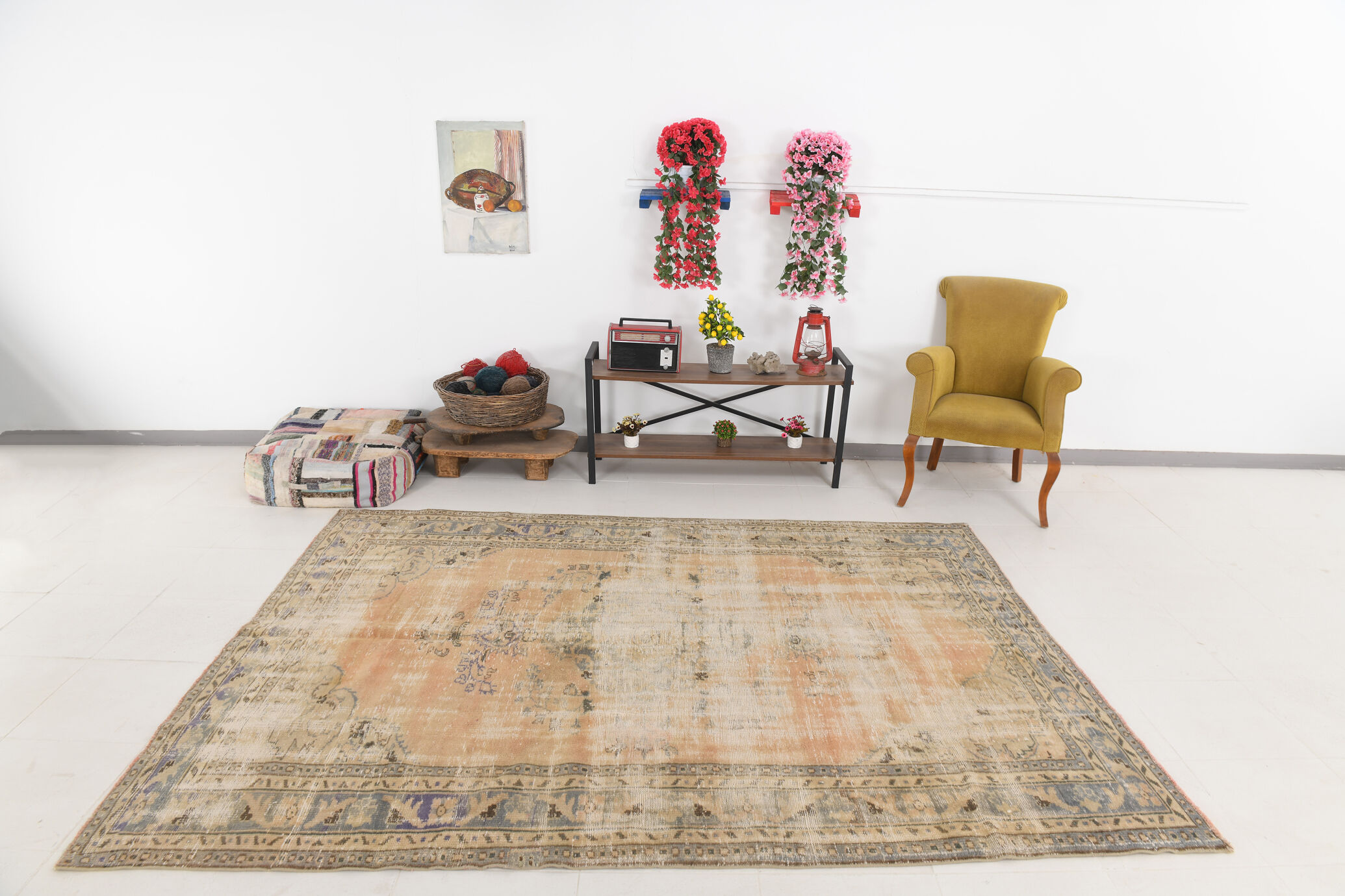 6x9 Old Antique Vintage Rug, 196x270Cm