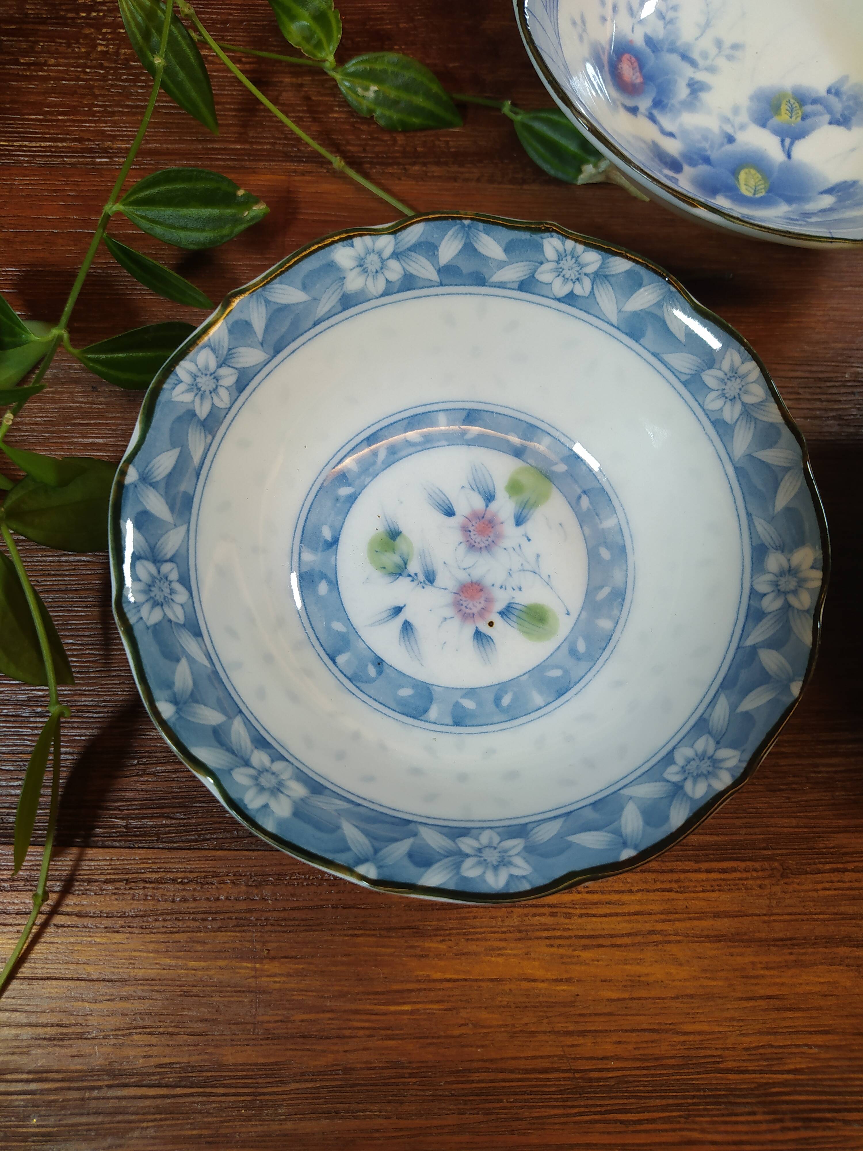 Trio of Ceramic Bowls with Japanese Patterns