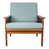 Paire de Fauteuils Danois en Teck, tissu et cuir, modèle N°4 Capella Illum Wikkelsø/Niels Eilersen.