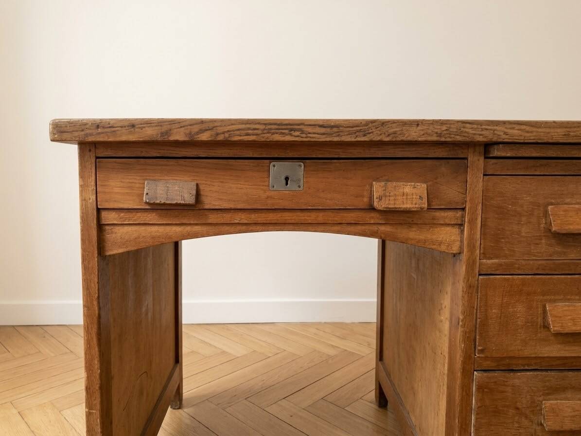 Vintage 1950s solid wood desk