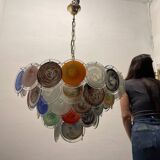 Large Space Age  Murano Glass Disc Chandelier 1970’s