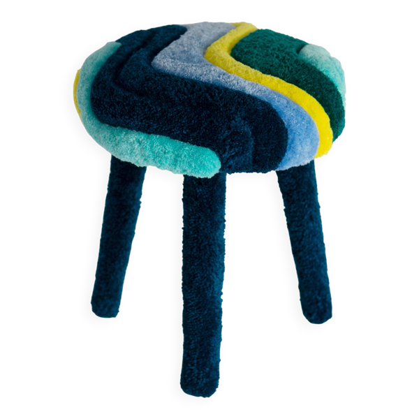 Tabouret en laine à capitonnage manuel du milieu du siècle, Europe, années 1960