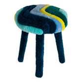 Tabouret en laine à capitonnage manuel du milieu du siècle, Europe, années 1960