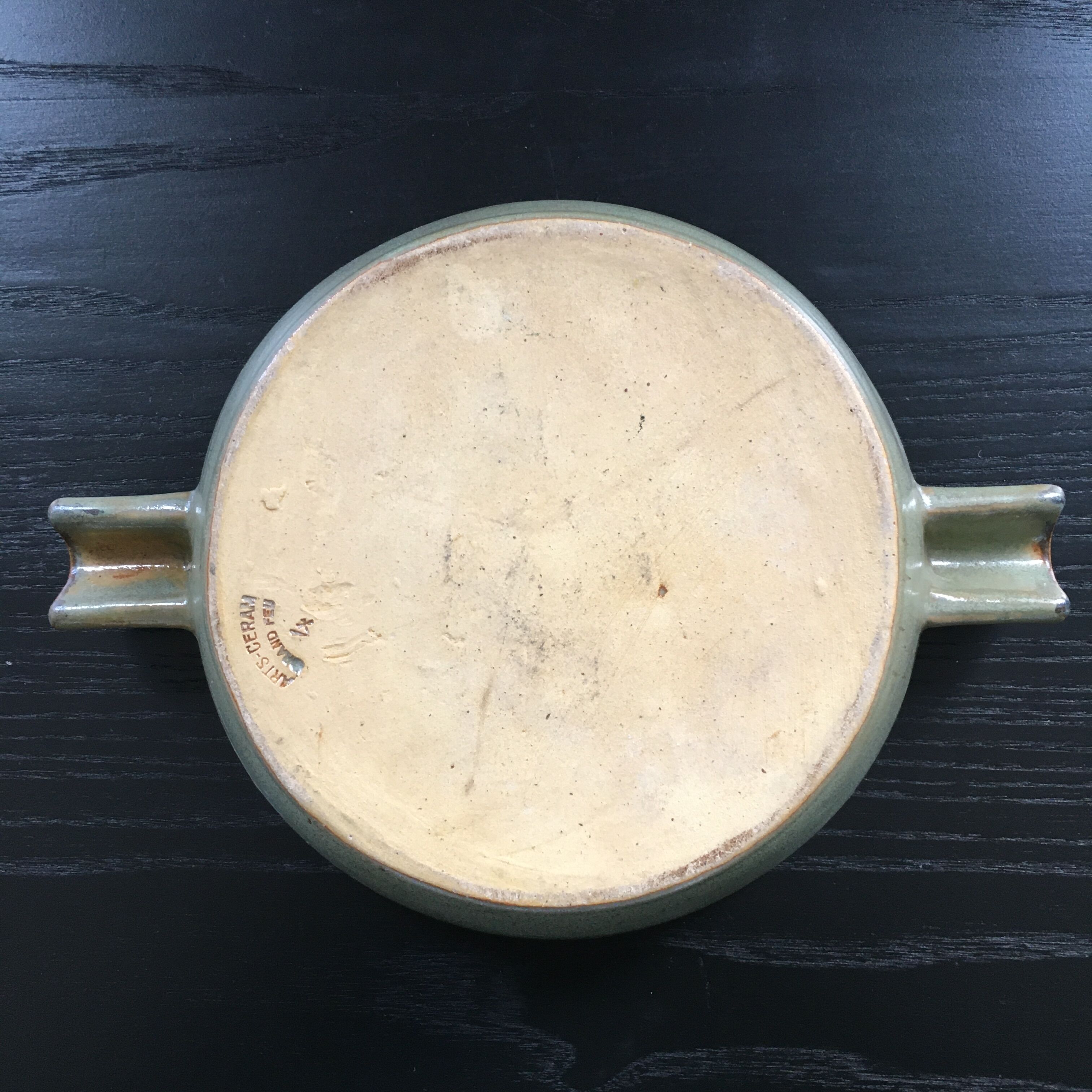 Green stoneware dish