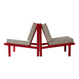 Pair of Vintage Scandinavian Lounge Chairs, Cherry Red