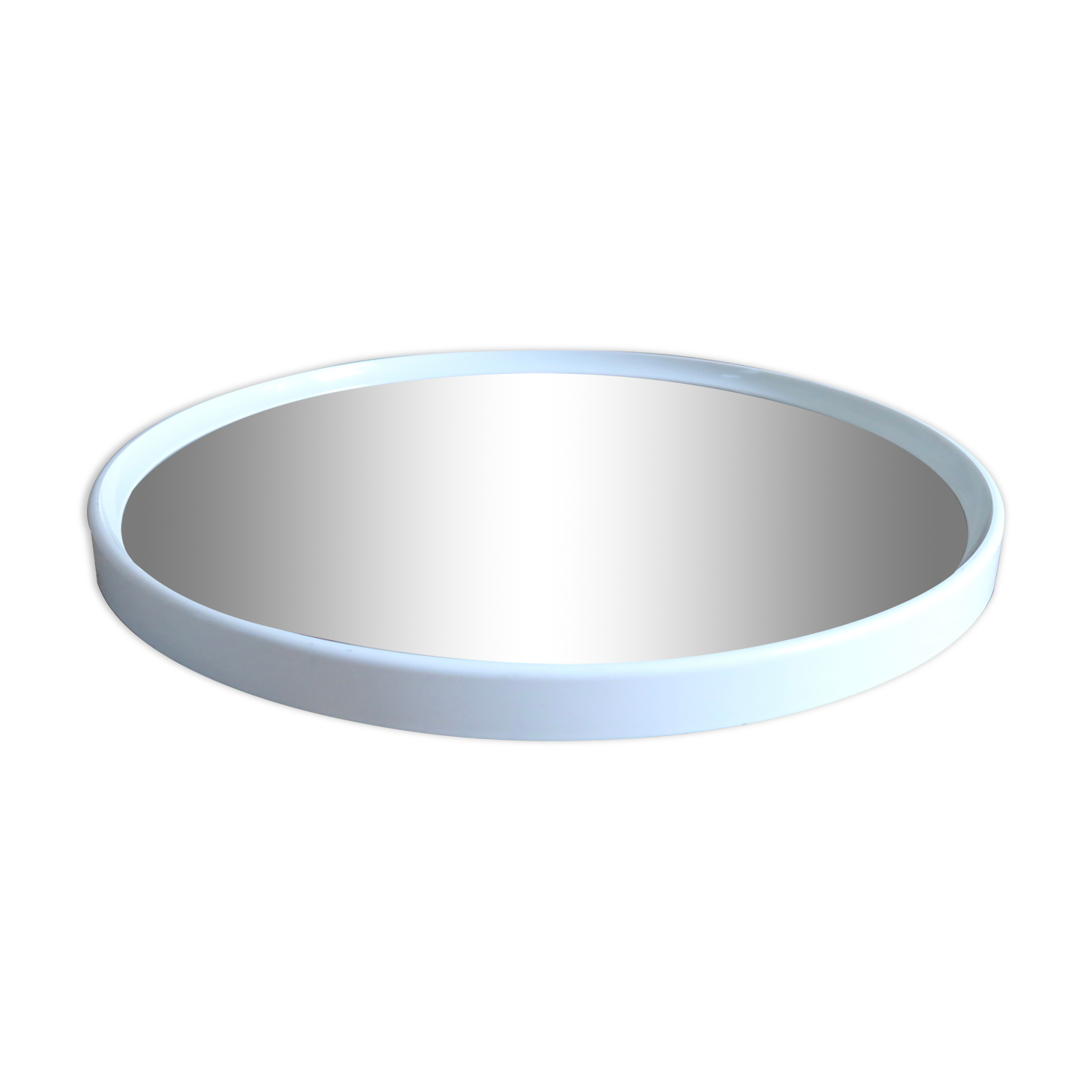 Round mirror Gilac white plastic 70s - 51 cm