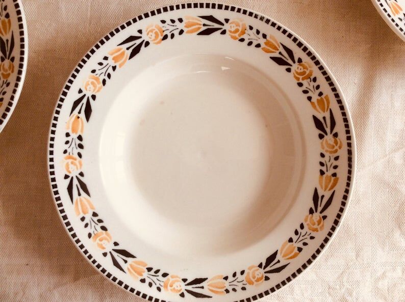Set of 6 old hollow plates from the Badonviller factory