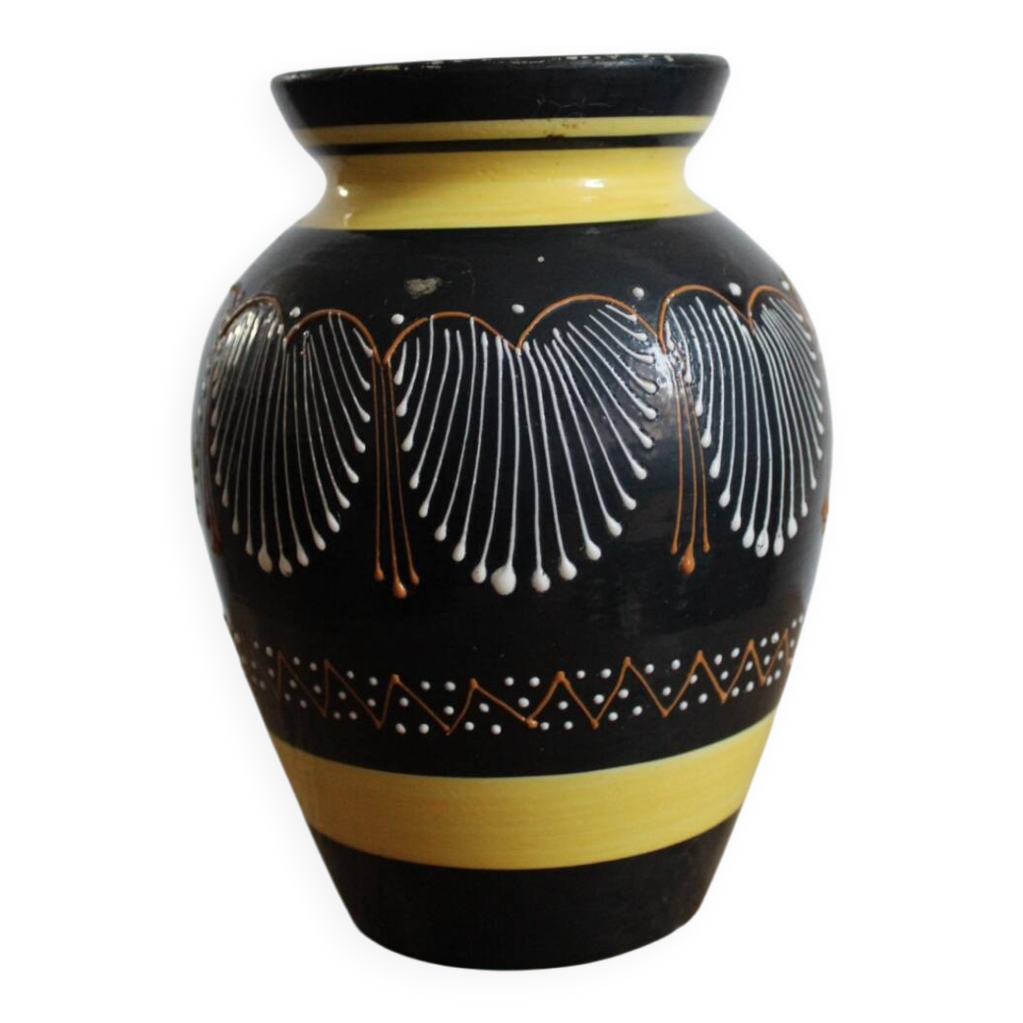 Henriot Quimper vase - Breton earthenware - graphic decoration