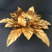 Hollywood Regency Florentine Flower-Shaped Gilt Flush Mount Hans Kögl Italy