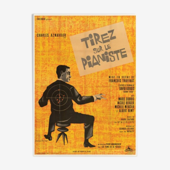 Affiche cinéma - "Tirez sur le pianiste" avec Charles Aznavour