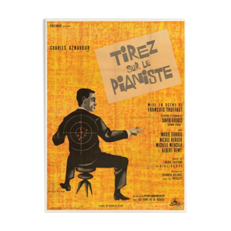 Affiche cinéma - "Tirez sur le pianiste" avec Charles Aznavour