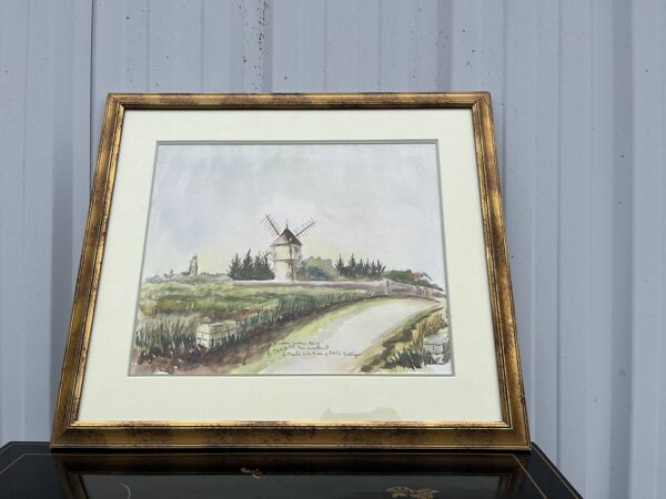 Le Moulin à Batz Bretagne – Aquarelle signée ''Bordeau