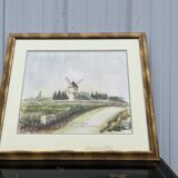 The Mill in Batz, Brittany – Watercolor signed "Bordeau"
