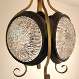 1960s glass brass pendant, frivolous lantern lamp