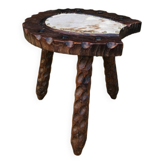 Wooden horseshoe stool