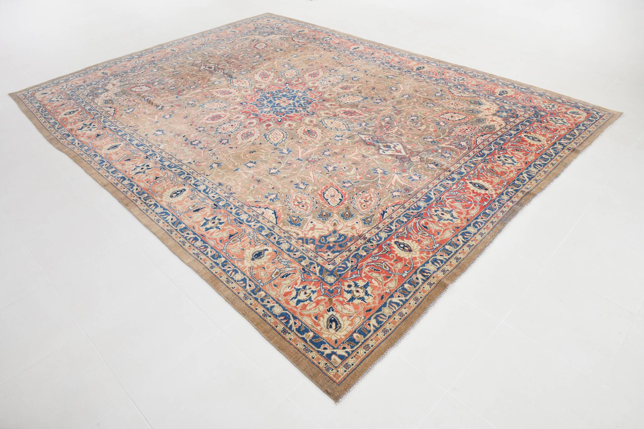 Grand Tapis Persan Ancien 300x397 cm, Médaillon et Motifs Floraux
