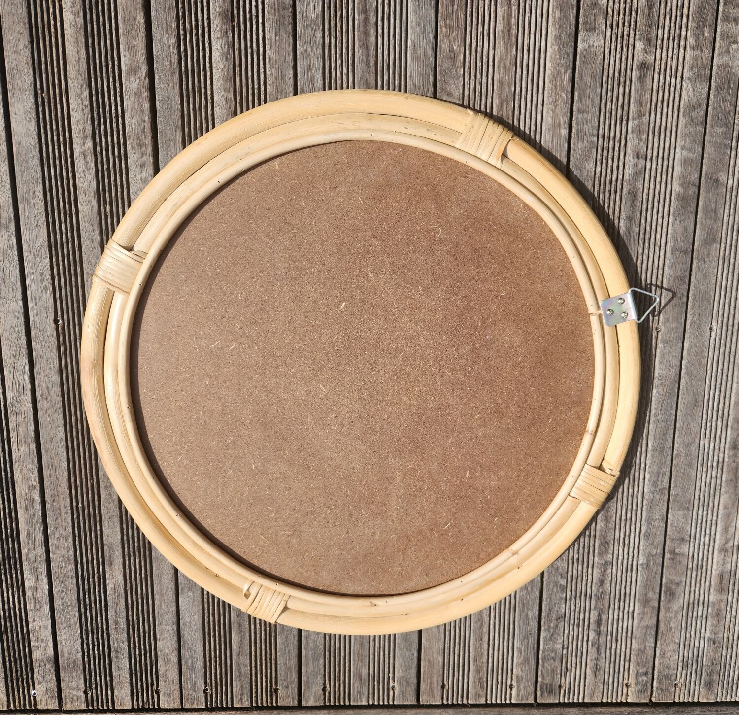 Large round bamboo mirror