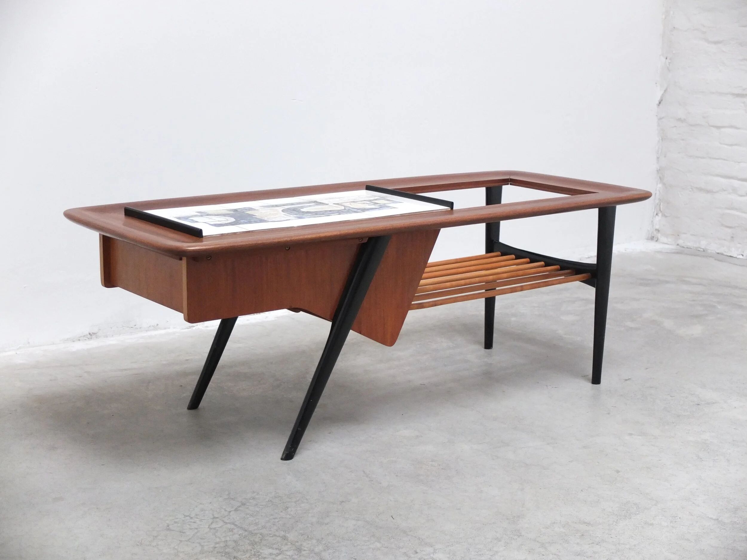 Decorative coffee table with bar by Alfred Hendrickx for Belform, 1950s