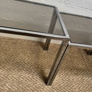 Set of 3 vintage nesting tables – Chrome metal & smoked glass
