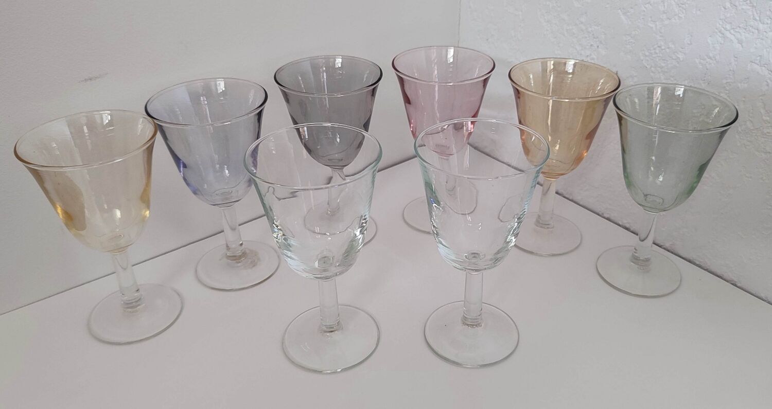 Antique coloured foot glasses