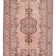 Tapis Vintage Kilim Rose Poudré Motifs Anatoliens, 176x282