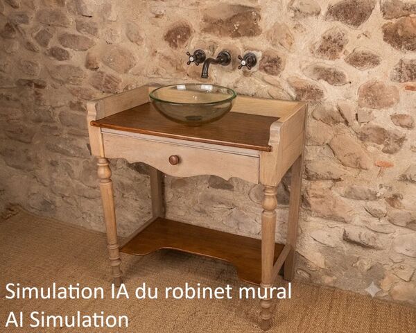 Meuble vasque en bois massif de style Louis-Philippe