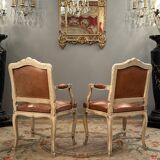 Paire de fauteuils en bois laqué de style régence epoque XlXème