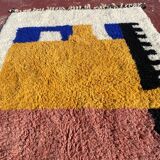 Beniouarain Berber rug, colourful design, 250x150 cm, thick wool, handmade.