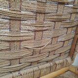 Vintage rattan and braided rope armchair