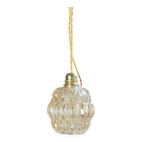Vintage globe portable lamp in customizable iridescent bubbled glass