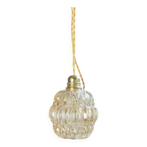 Vintage globe portable lamp in customizable iridescent bubbled glass