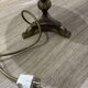 Perenz Tiffany style stained glass table lamp, brass, signed