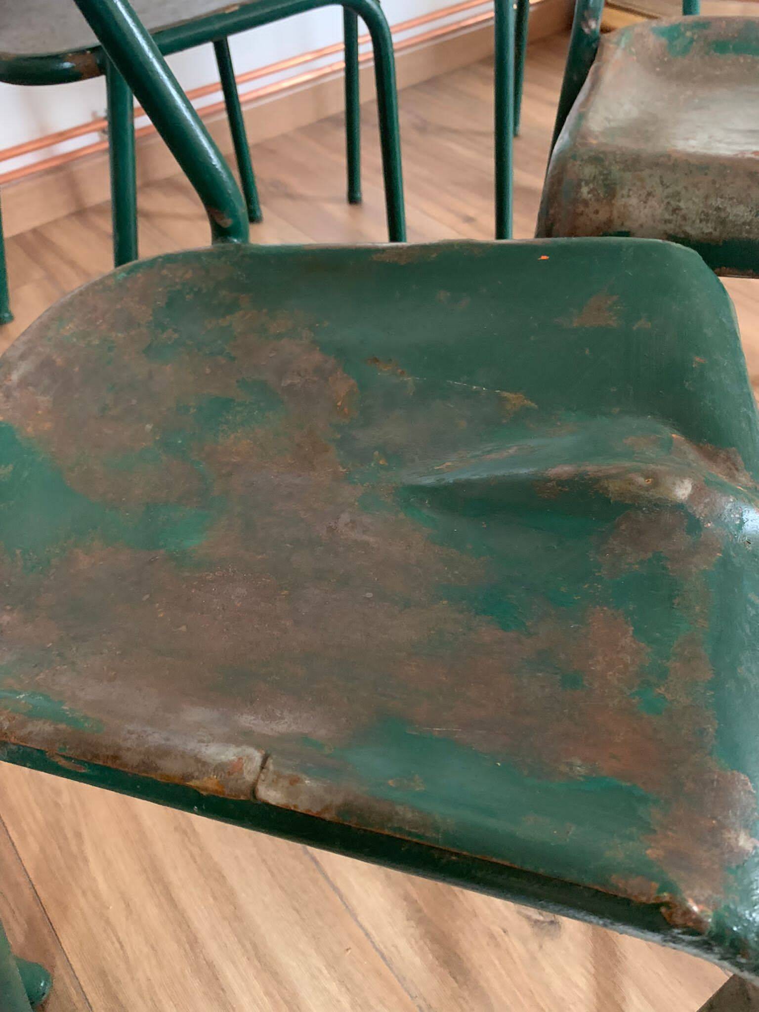 Set of 5 green chairs