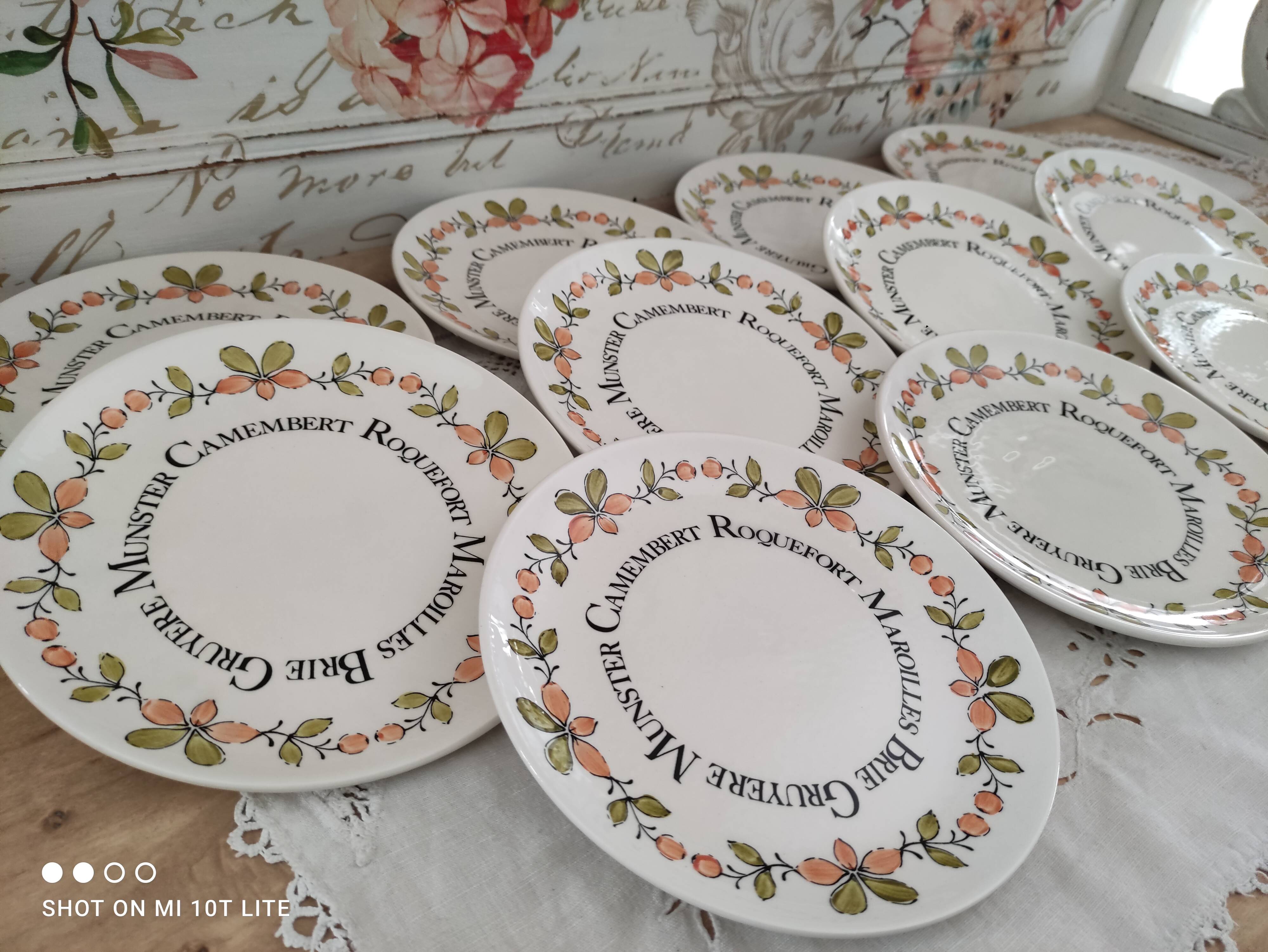 Set of 11 gien france cheese plates from the ma cuisine series