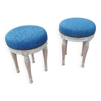 Pair of antique Louis XVI style pouf stools