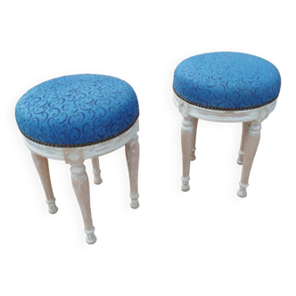 Paire de tabourets poufs anciens style louis xvi