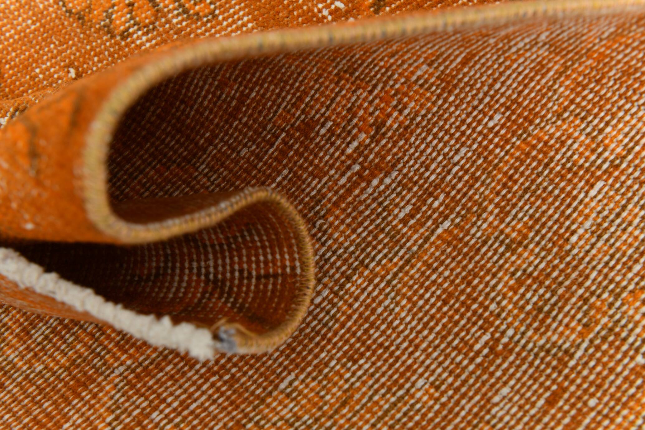 Tapis Vintage Orange Ocre Patiné, Style Bohème Chic