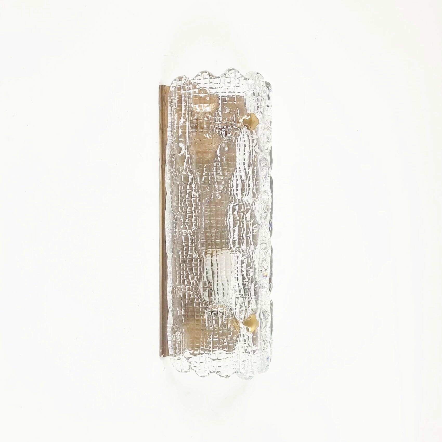 Scandinavian Glass & Brass Wall Light/Sconce by Carl Fagerlund for Orrefors & Lyfa, 1960s