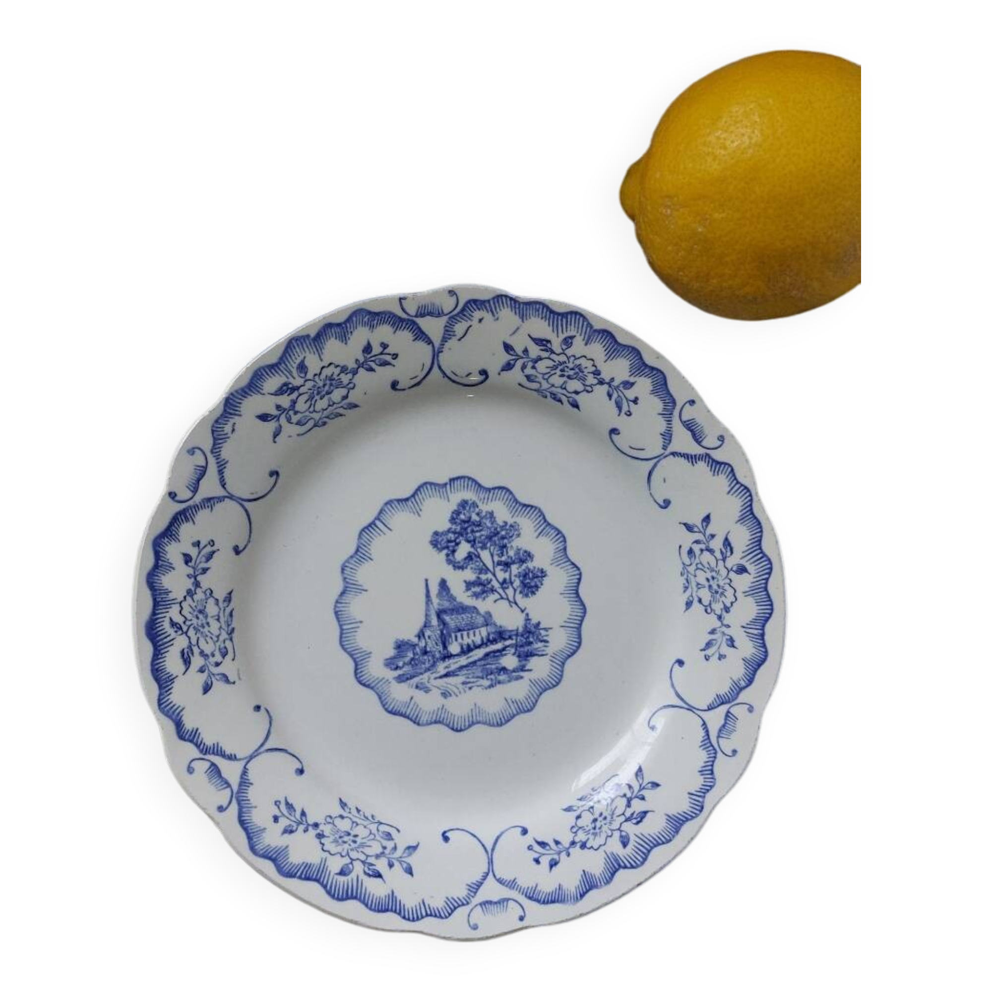 Assiette à dessert Digoin Bernadette bleu